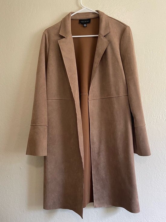 Vici Jackets & Blazers - Vici Tan Open-Front Long Trench Coat